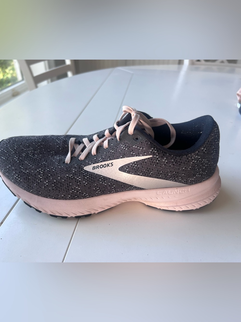 Brooks Women's Launch Running Shoe - Gray and Light Pink
